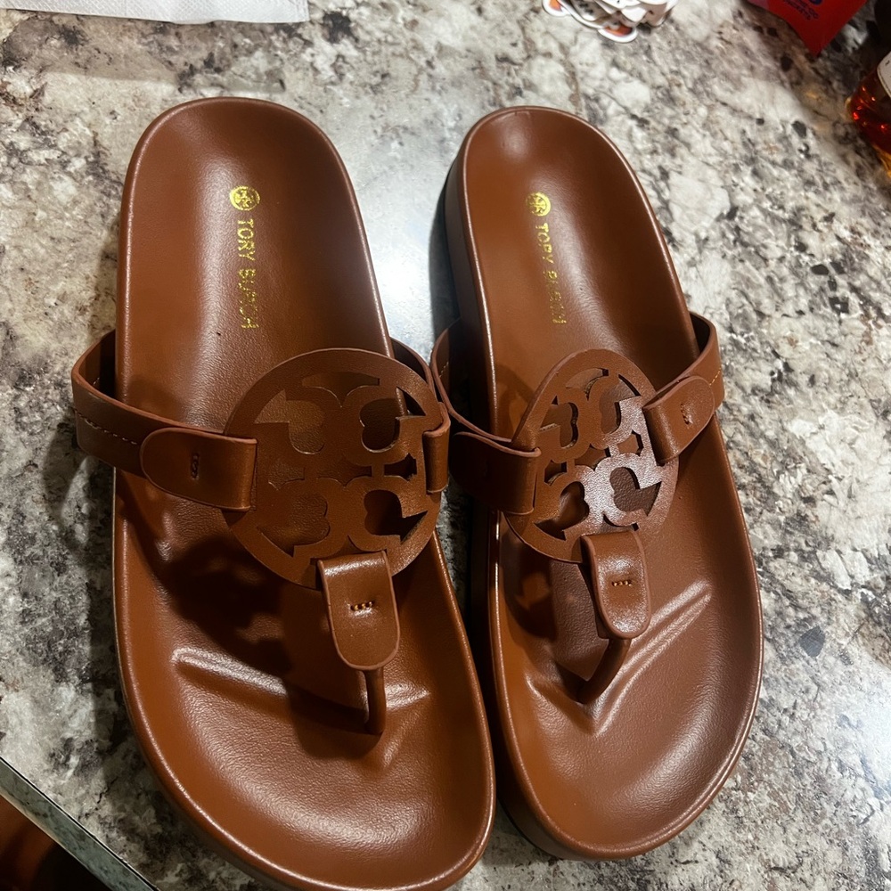 Tory Burch Brown Cutout Sandals- New